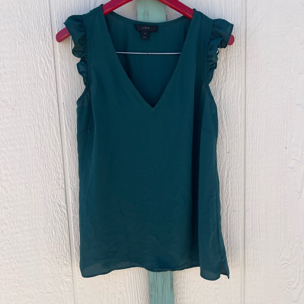 J. Crew Sleeveless Ruffle Polyester Top 0